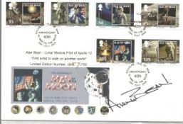 Astronaut Alan Bean Apollo 12 Moonwalker signed 2010 Isle of Man Space FDC. Good Condition. All