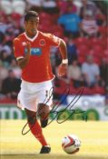 Football Tom Ince 12x8 signed colour photo pictured in action for Blackpool F. C. Good Condition.