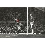 Football Willie Morgan 12x8 signed colour enhanced photo pictured celebrating while playing for