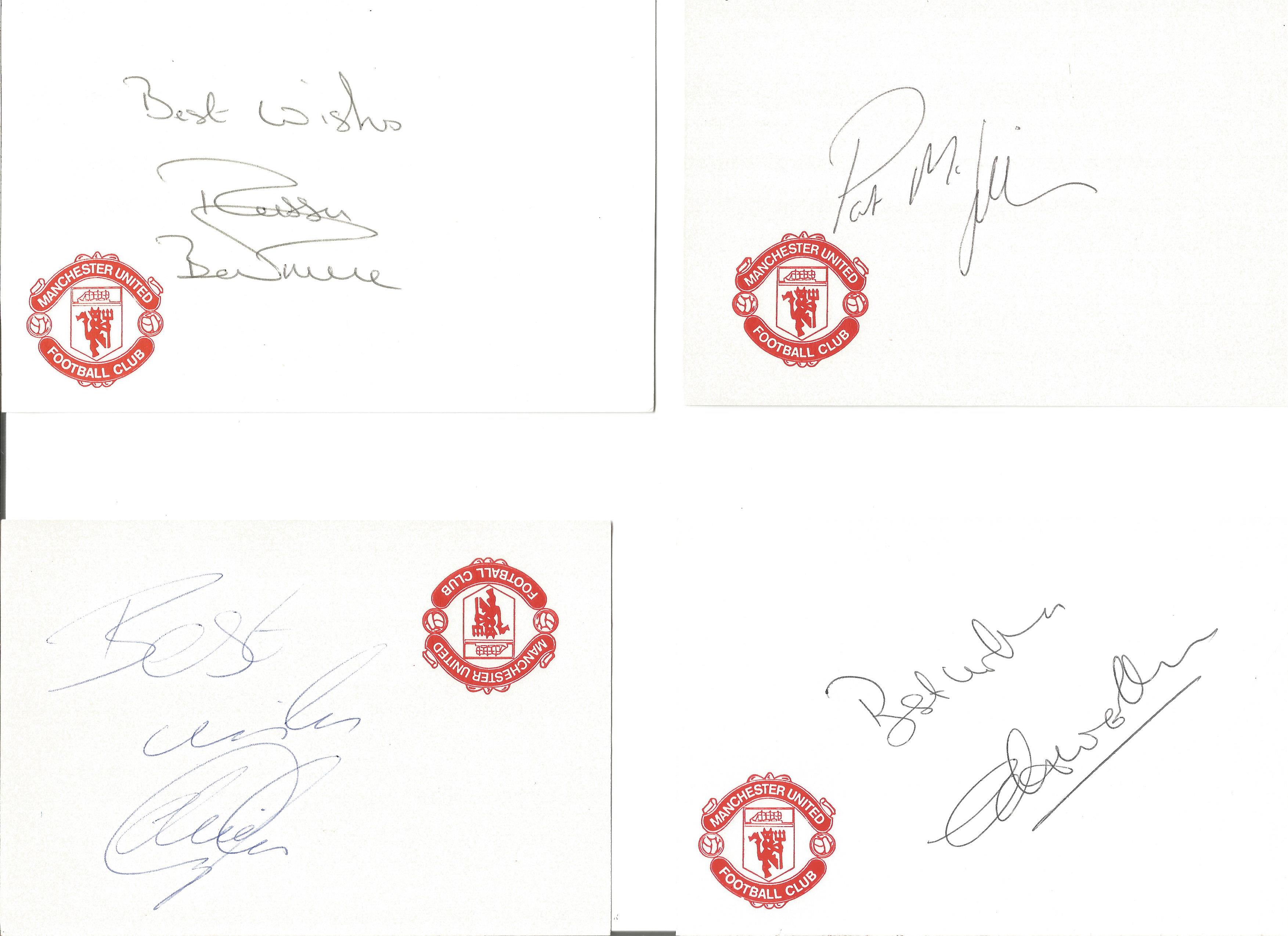 Man Utd signed collection. 19 items. Mainly signed cards. Includes Haydock, Hill, Greenhoff, May,