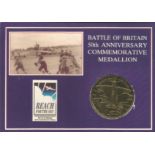 Gold Coloured Battle Of Britain 50th Anniversary Medallion. Good Condition. All autographed items