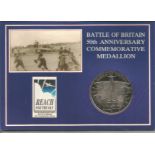 Silver Coloured Battle of Britain 50th Anniversary Medallion. Good Condition. All autographed