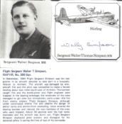 Sgt Walter Simpson MM signed 3 x 3 picture of his WW2 Stirling plane, clipped from larger DM Medal