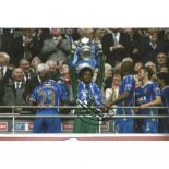 Football David James 8x12 signed colour photo pictured lifting FA Cup while playing for