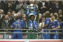 Football David James 8x12 signed colour photo pictured lifting FA Cup while playing for