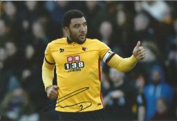Football Troy Deeney 8x12 signed colour photo pictured in action for Watford. Good Condition. All