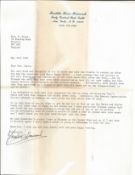 Freddie Ross Hancock 1993 typed signed letter, founder of the East Coast branch of the British