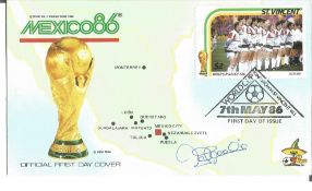 David Speedie signed 1986 Mexico World Cup FDC St Vincent football stamps. Good Condition. All