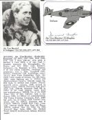 AVM Desmond Hughes DSO DFC AFC signed 3 x 3 picture of his WW2 Defiant plane, clipped from larger DM