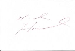Nick Hancock signed 6x4 white card. Good Condition. All autographed items are genuine hand signed