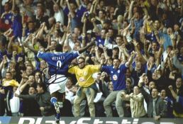 Football Emile Heskey 12x8 signed colour photo pictured celebrating while playing for Leicester