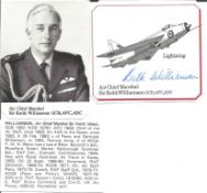 ACM Sir Keith Williamson AFC signed 3 x 3 picture of his Lightning plane, clipped from larger DM