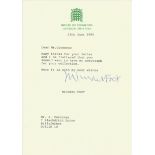 Michael Foot former Labour leader typed signed letter 1985 on House of Commons letterhead. Political