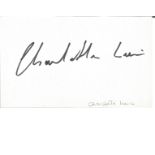 Charlotte Lewis signed album page. Good Condition. All autographed items are genuine hand signed and