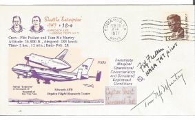 Fitz Fulton and Tom McMurty NASA test pilots signed 1977, shuttle Enterprise Approach FDC. Good