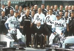 Motor Racing multiple signed photo. Frank Williams, Ralf Schumacher, Patrick Head, Juan Pablo
