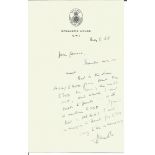 Horace King Labour politician signed handwritten one page letter with biography. Political
