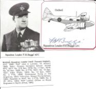 Sqn Ldr F H Bugge AFC signed 3 x 3 picture of his WW2 Oxford plane, clipped from larger DM Medal