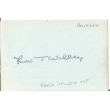 Frederick Willey Labour politician signed album page with biography. Political Historic Autograph.