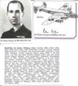Sir Robin Hooper DSO DFC signed 3 x 3 picture of his WW2 Halifax plane, clipped from larger DM Medal