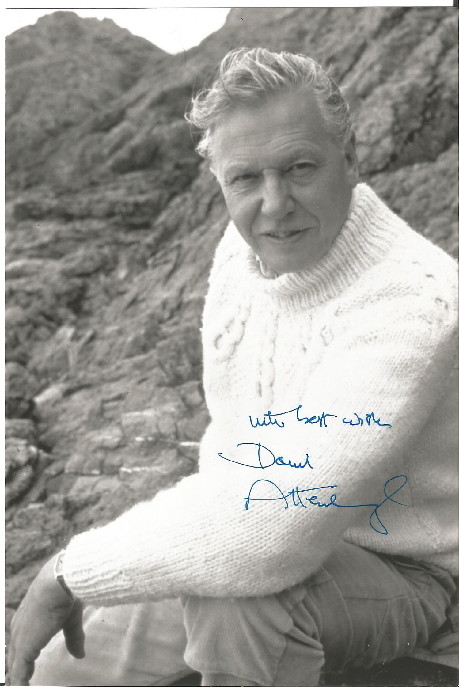 Sir David Attenborough signed 7x5 black and white photo. Good Condition. All autographed items are