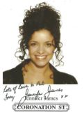 Jennifer James signed 6x4 Coronation Street promo photo dedicated. Jennifer James (born Jennifer