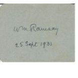 Sir W M Ramsey New Testament scholar signed card dated 1931. Good Condition. All autographed items