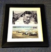 Roy Salvadori genuine authentic signed autograph display. High quality professionally mounted and