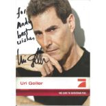 Uri Geller signed 6x4 colour promo photo dedicated. Good Condition. All autographed items are