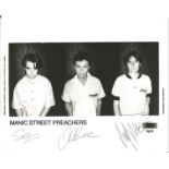 Manic Street Preachers signed 10x8 black and white promo photo signed by all three band members.