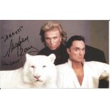 Siegfried and Roy Masters signed 8x5 colour photo Masters of the Impossible with Sitara one of their