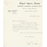 Ninette de Valois Royal Opera House TLS dated 21st March 1946. Dame Ninette de Valois OM CH DBE (