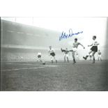 Football Alex Dawson signed 12x8 black and white photo pictured in action for Manchester United.