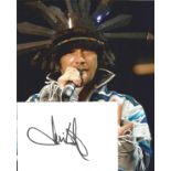 Jamiroquai signed white card with 10x8 colour photo. Good Condition. All autographed items are