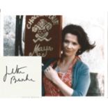 Juliette Binoche signed white card with 10x8 colour photo. Good Condition. All autographed items are