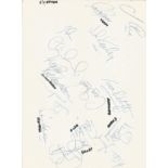 Football Everton F. C multi signed A4 sheet 14 legendary names from Goodison Park includes Howard