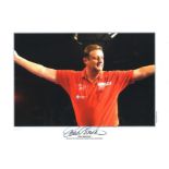 Eric Bristow signed 16x12 colour photo. Good Condition. All autographed items are genuine hand