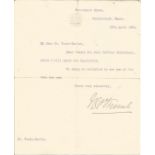 Sir John French 1st Earl of Ypres TLS on War Office paper dated 19th April 1904. Field Marshal