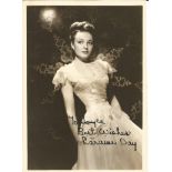 Laraine Day signed vintage sepia 7 x 5 inch photo, dedicated. Good Condition. All autographed
