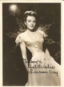 Laraine Day signed vintage sepia 7 x 5 inch photo, dedicated. Good Condition. All autographed