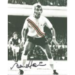 Football Alan Hudson signed 10x8 colourised photo pictured playing for Stoke City. Good Condition.