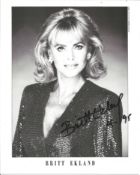 Britt Ekland signed 10x8 black and white photo. Swedish actress and singer. She appeared in numerous