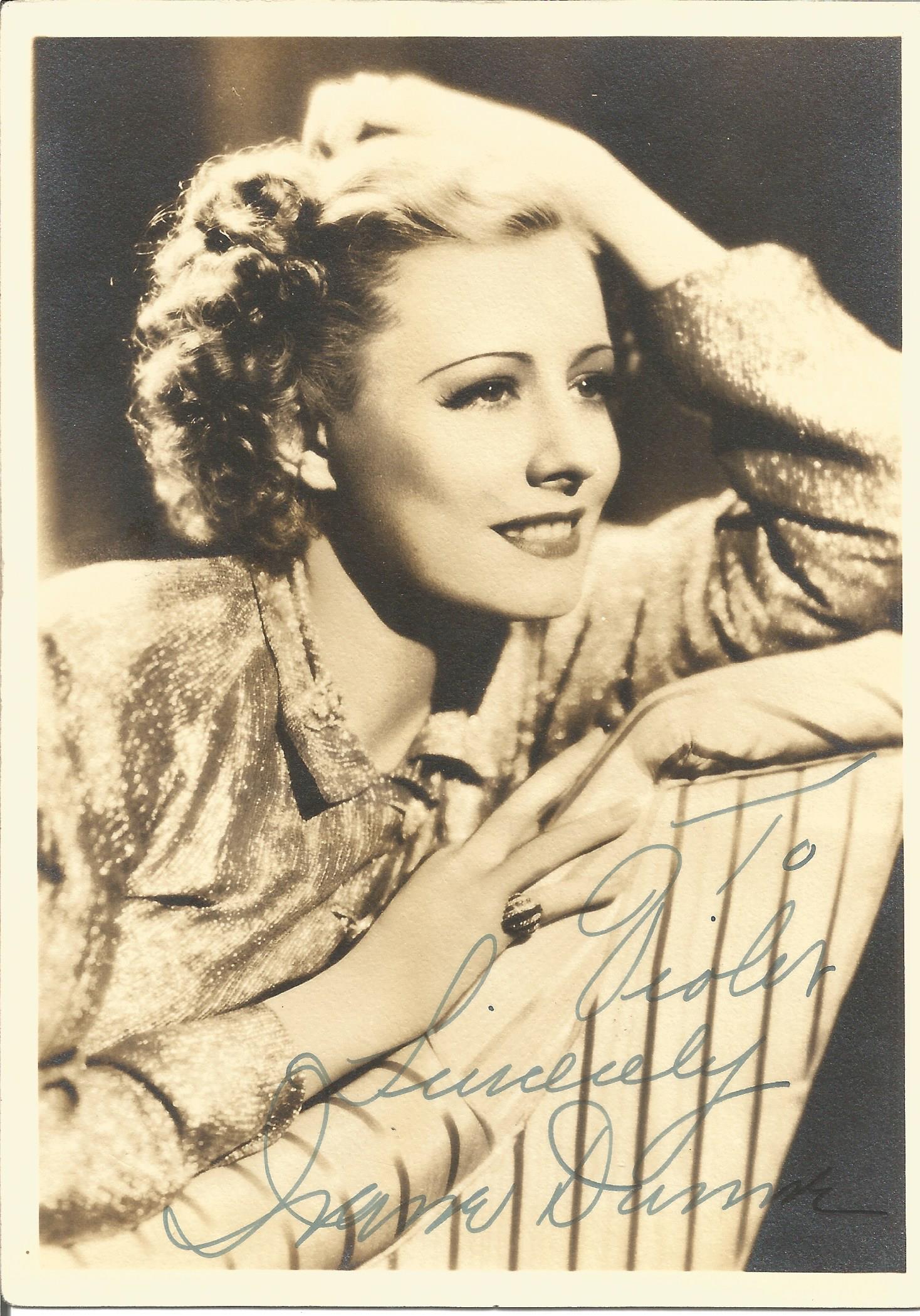 Irene Dunne signed 7x5 vintage black and white photo dedicated. Irene Dunne DHS (born Irene Marie