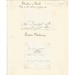 Queen Victoria and her mother Duchess of Kent signature piece includes two signed pages fixed to a