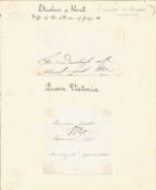 Queen Victoria and her mother Duchess of Kent signature piece includes two signed pages fixed to a