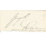 King George IV signature piece includes signed signature cutting. Good Condition. All autographed