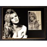 Brigitte Bardot genuine authentic signed autograph display. High quality professionally mounted