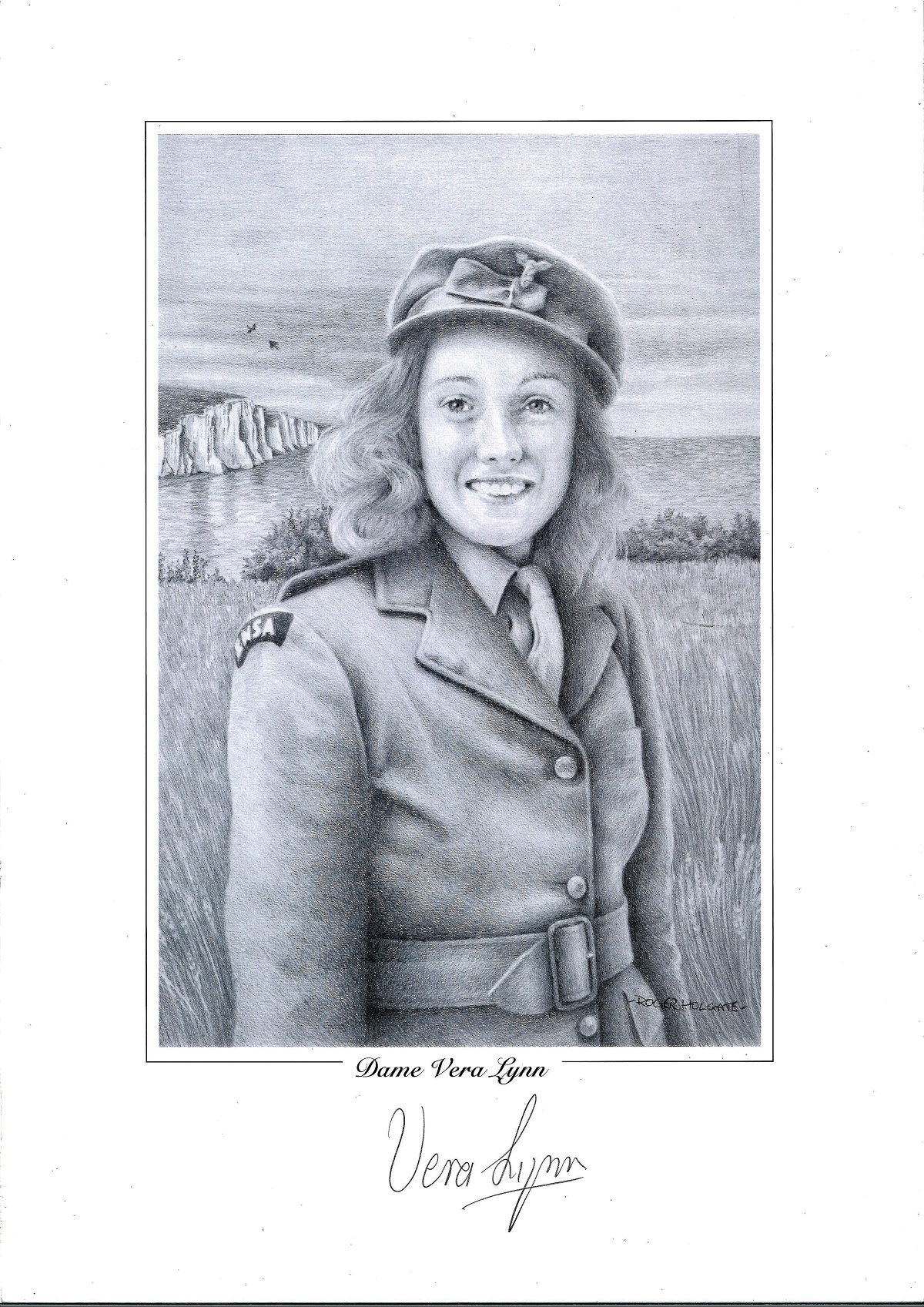 Dame Vera Lynn signed 16x12 pencil sketch. Good Condition. All autographed items are genuine hand