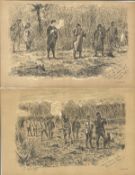 Shooting Fires Sporting Sketches collection of nine prints circa 1895 with various Shooting and