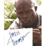 Djimon Hounsou signed 6x4 white card with 10x8 colour photo. Good Condition. All autographed items